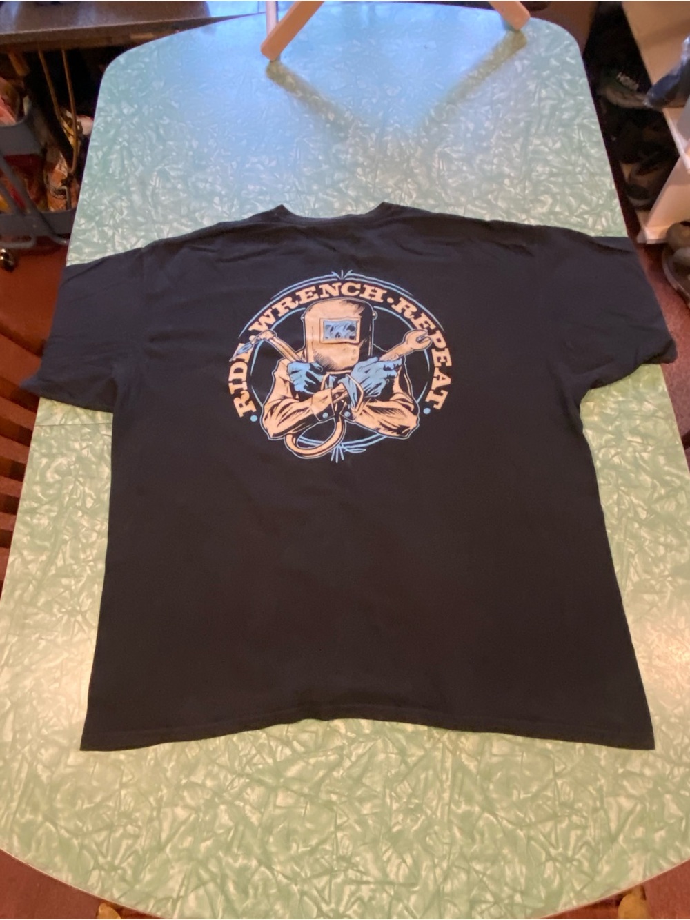 Nice Black Men’s 2XL Lowbrow Customs “Ride, Wrench, Repeat.” T-Shirt